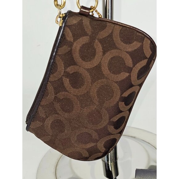 Coach Women's Brown Monogram Canvas & Leather Wristlet Clutch 135 - Picture 5 of 11